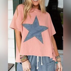 Mineral Wash Top with Studded Star